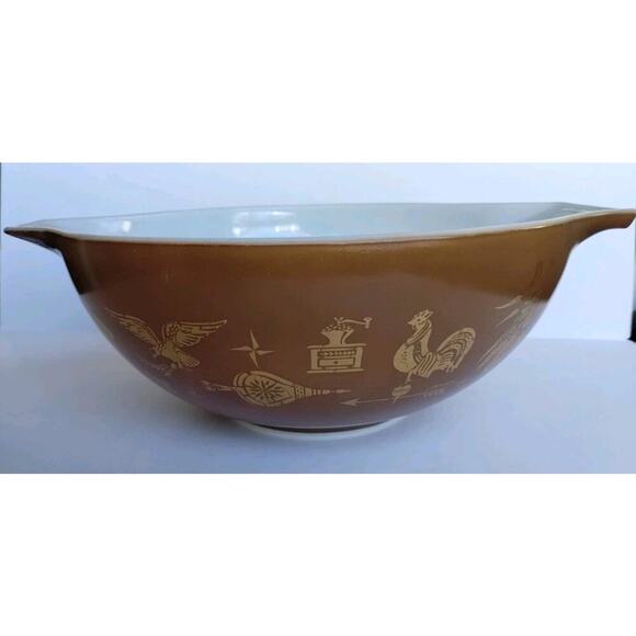 Pyrex Vintage 444 Brown Gold Cinderella 4Qt Mixing Bowl Early American - Picture 5 of 16